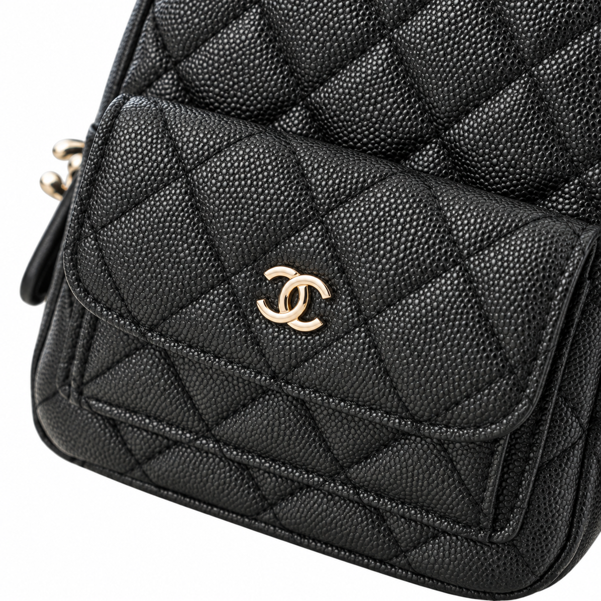 Chanel Quilted Grained Leather Mini Chain Backpack Black 18×13×9cm