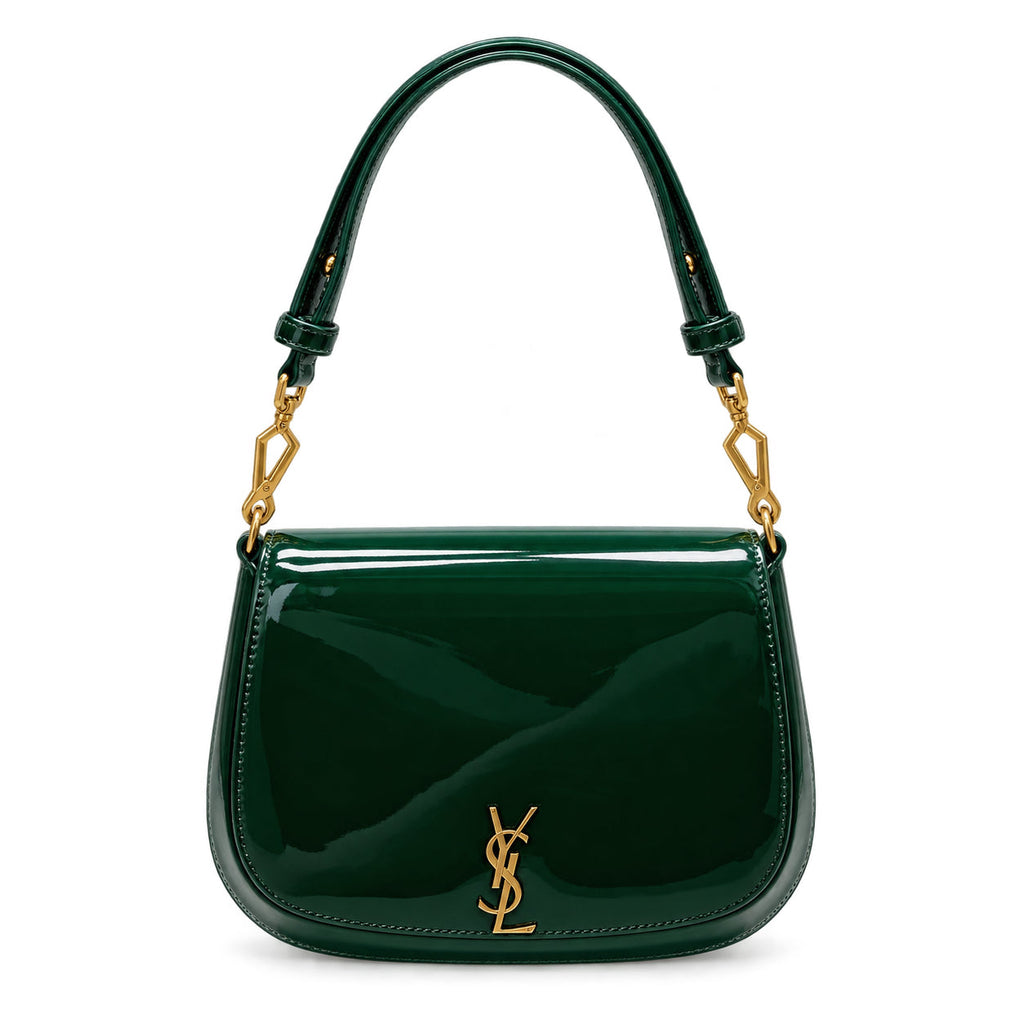 Saint Laurent Voltaire Shoulder Bag in Forest Green Patent Leather