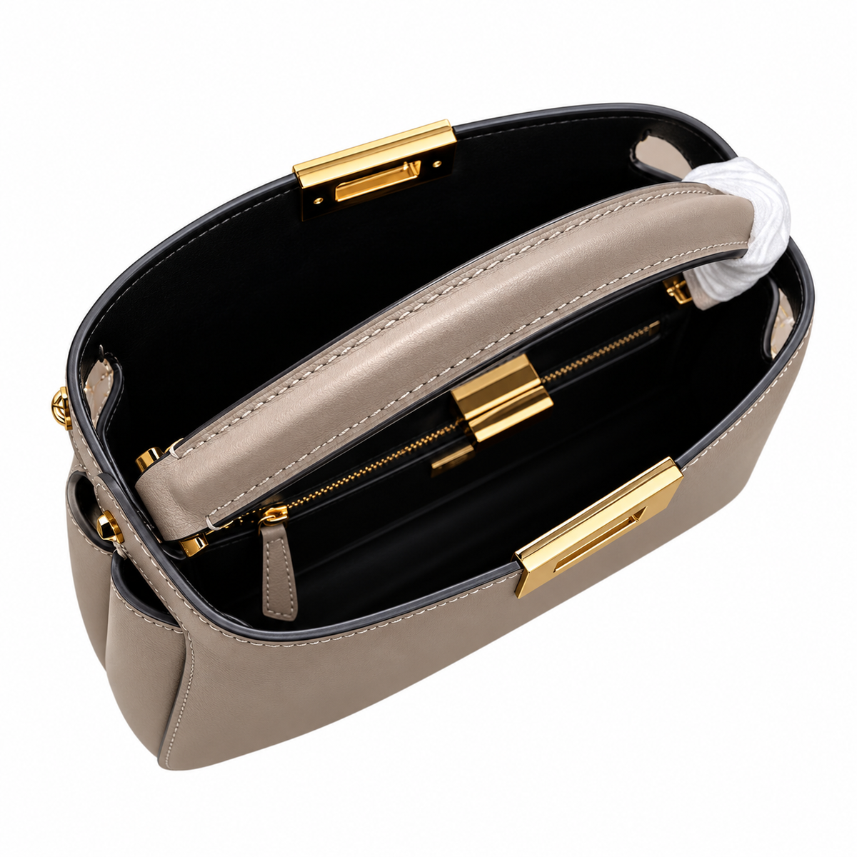 Fendi FF Logo Leather Flap Crossbody Bag 27x21x9.5cm