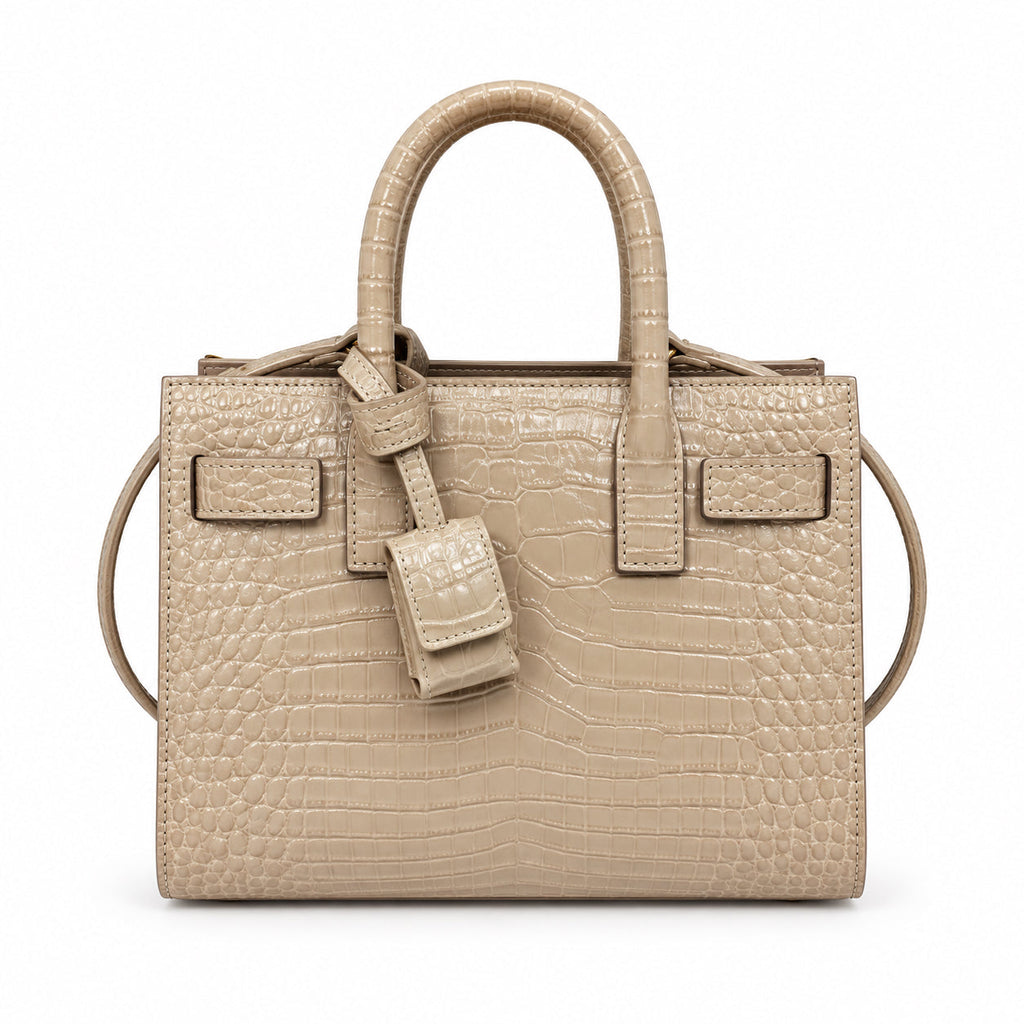 Saint Laurent Sac de Jour Bag – Beige Croc Embossed