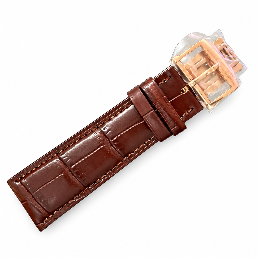 Blancpain Villeret Moonphase Full Calendar Rose Gold Blue Hands Brown Alligator Watch