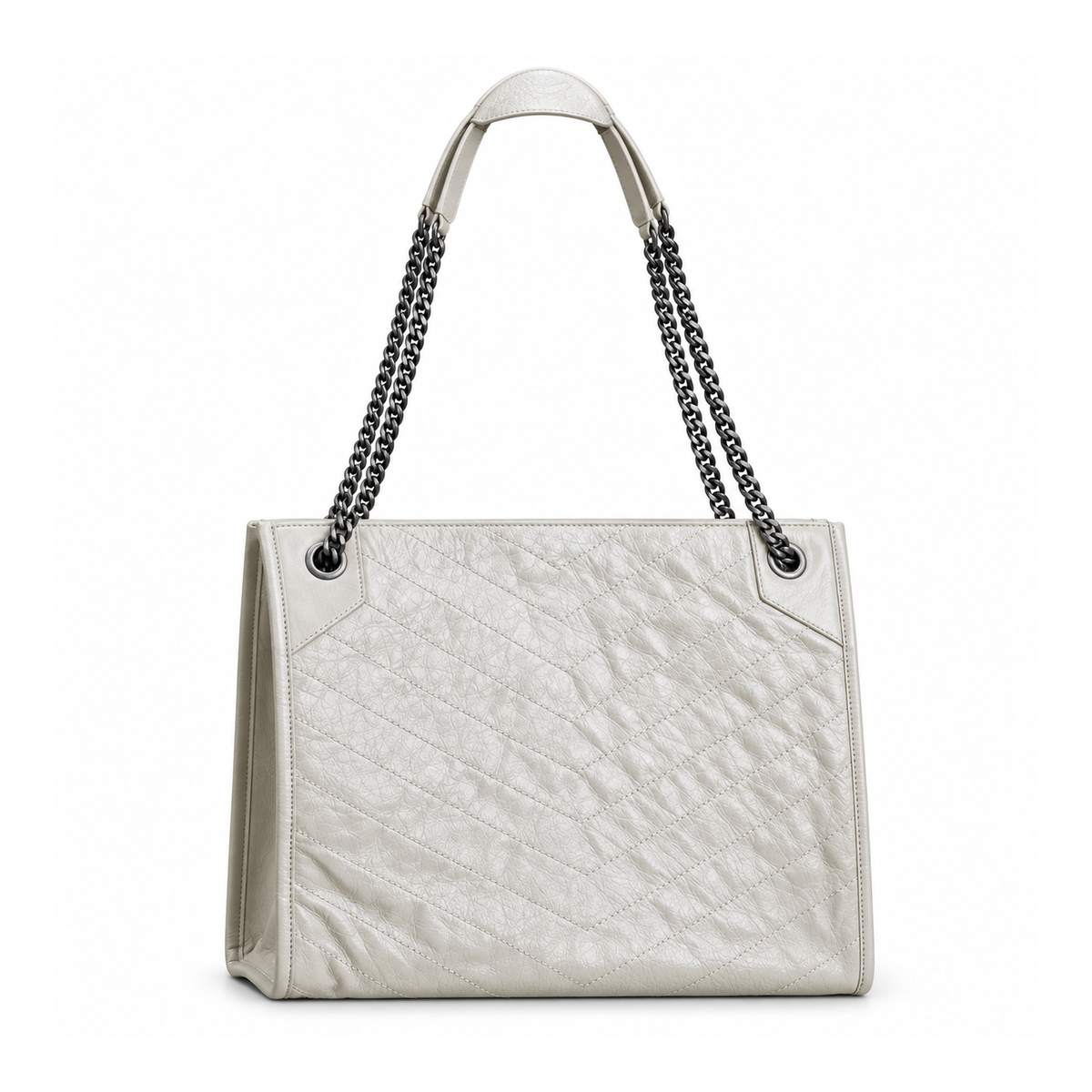 YSL Niki Shopping Bag – White Quilted Leather