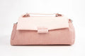Pink Woven Canvas Flap Shoulder Bag 28cm