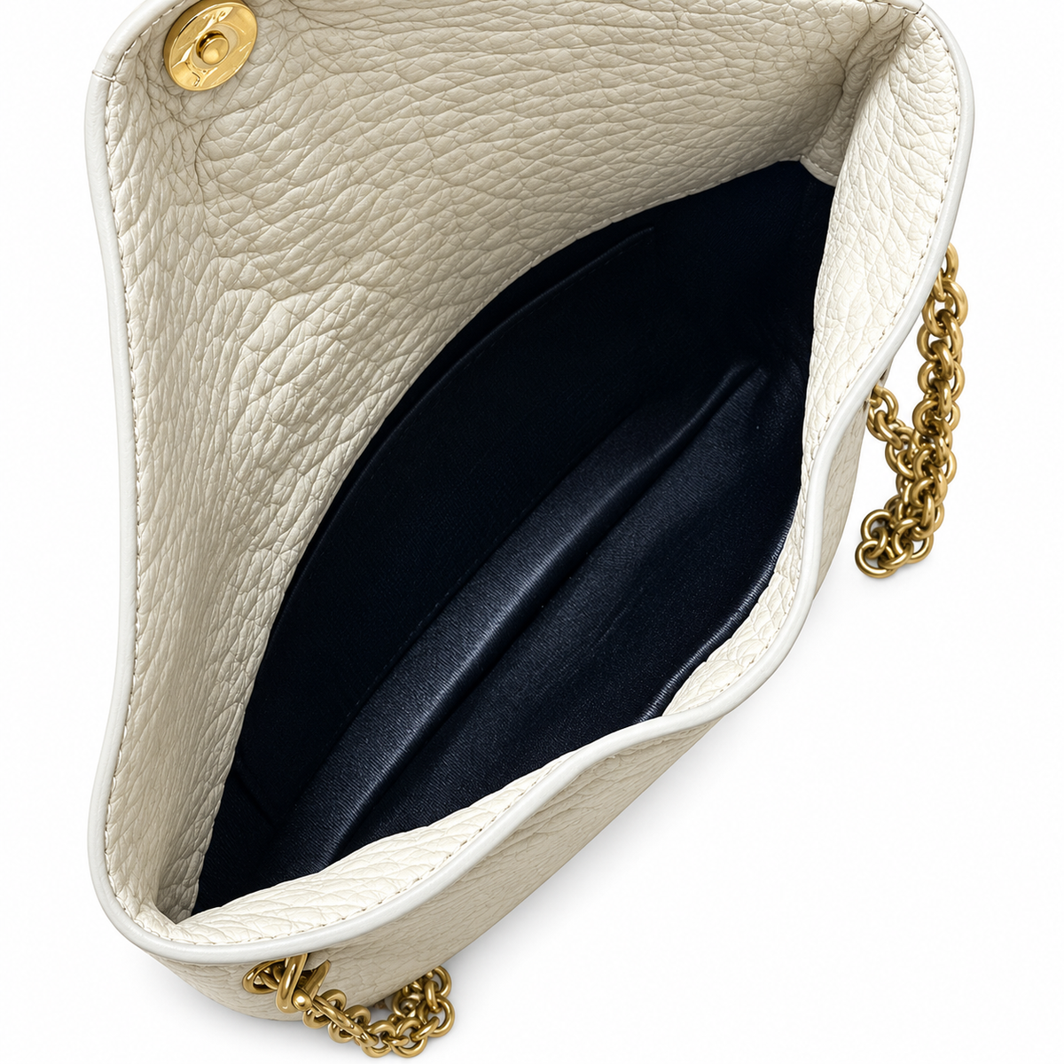 YSL Saint Laurent Gaby Envelope Bag in White Grained Leather