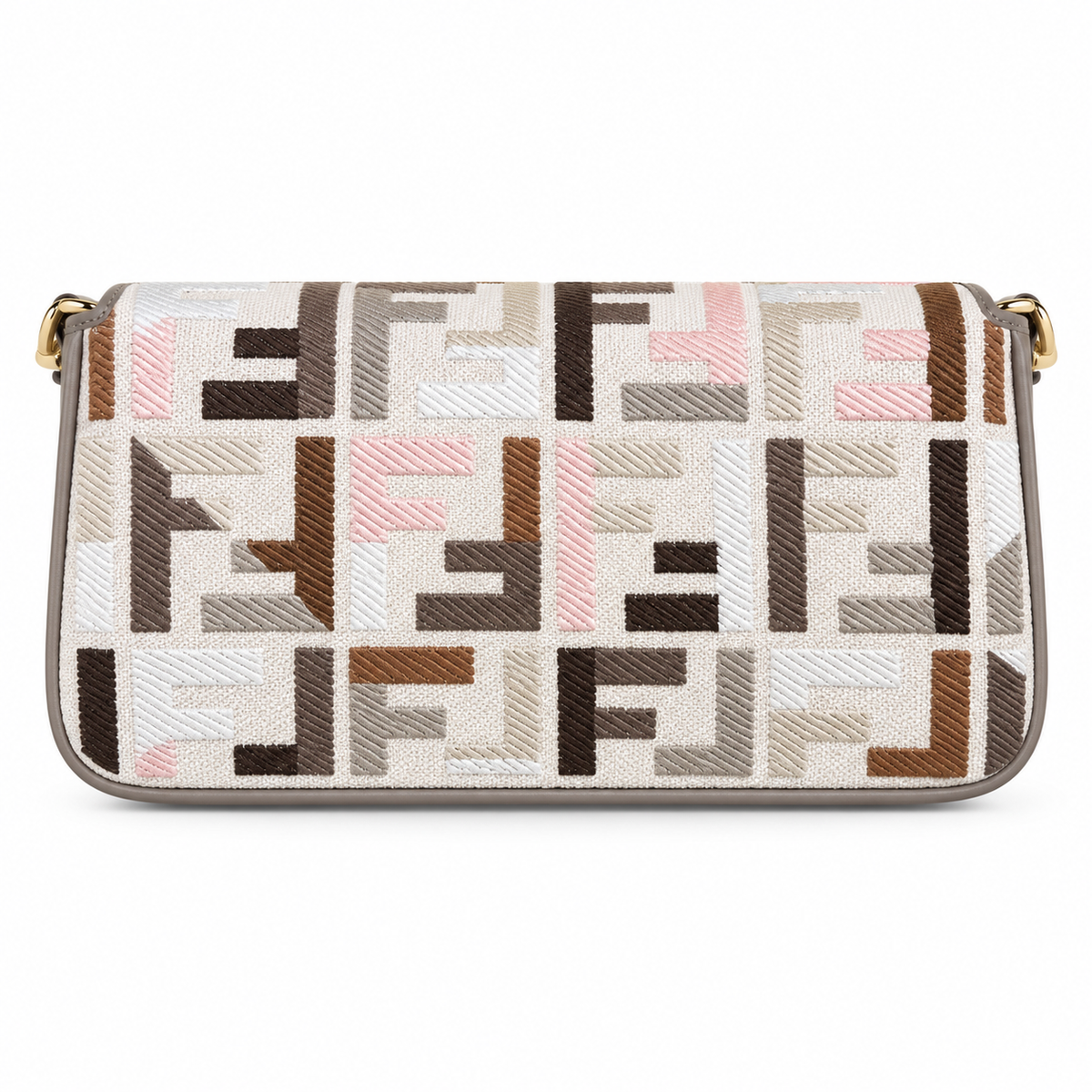 Fendi FF Shoulder Bag – Jacquard Canvas & Leather Trim, Flap Closure, 26cm