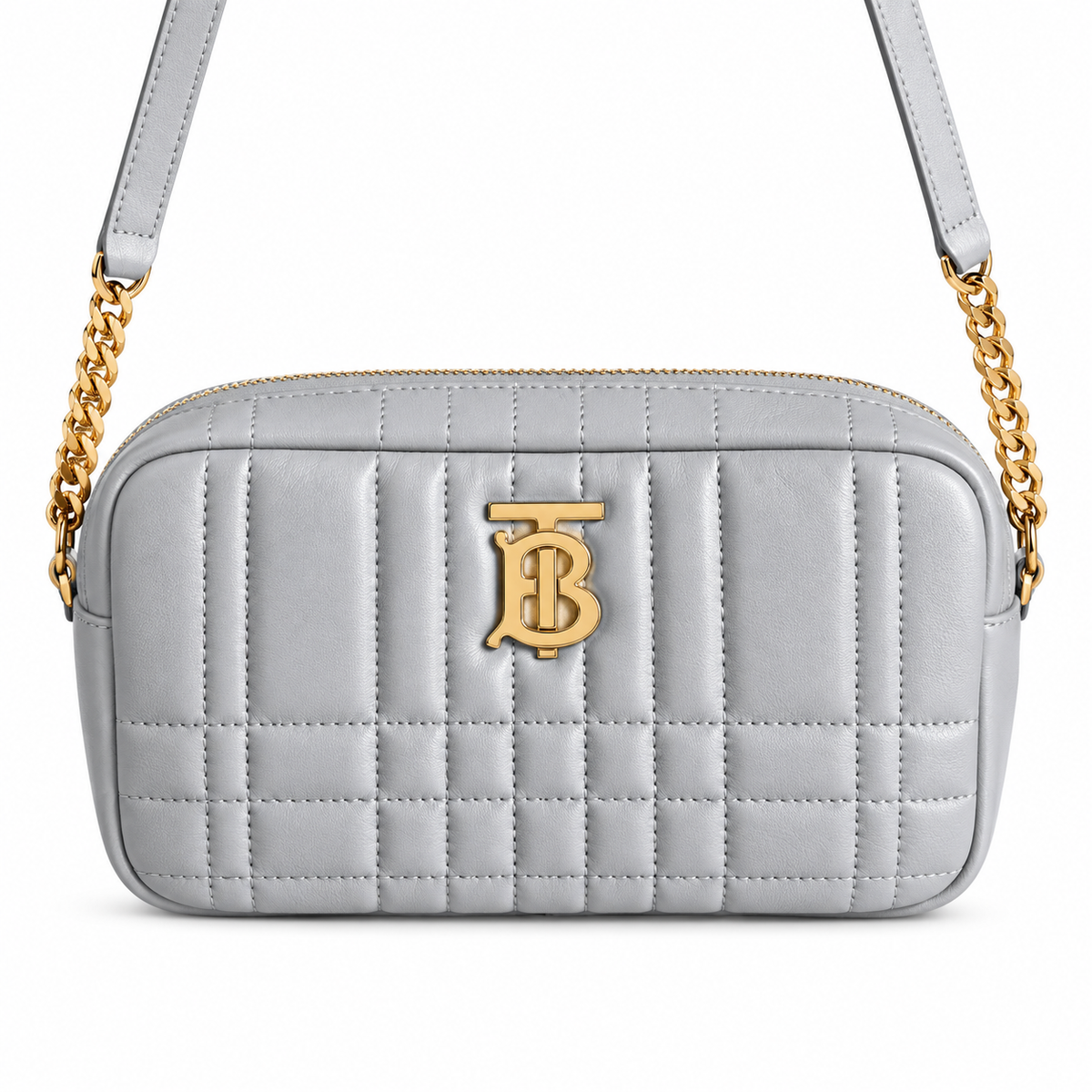 Burberry Pearl Grey Quilted Monogram Camera Bag