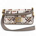 Fendi FF Shoulder Bag – Jacquard Canvas & Leather Trim, Flap Closure, 26cm